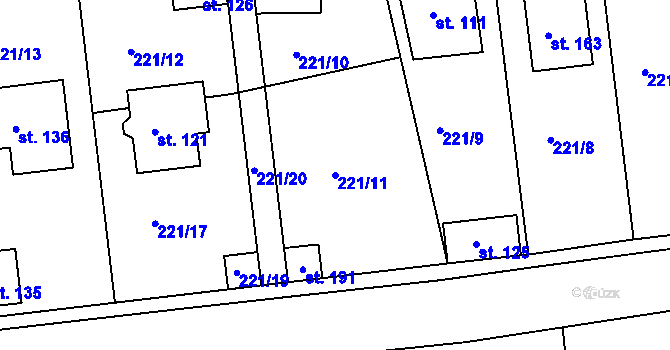 Parcela st. 221/11 v KÚ Tajanov u Tupadel, Katastrální mapa