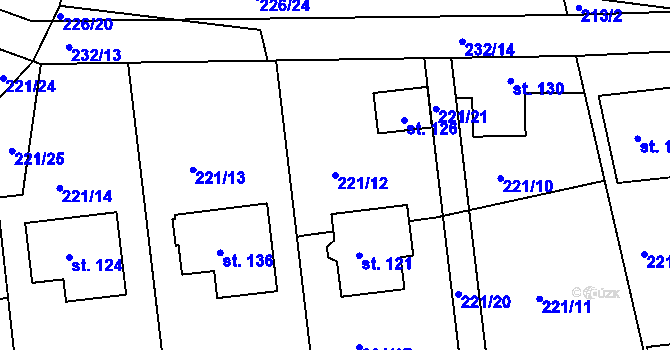 Parcela st. 221/12 v KÚ Tajanov u Tupadel, Katastrální mapa