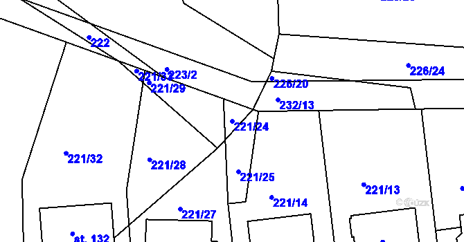 Parcela st. 221/24 v KÚ Tajanov u Tupadel, Katastrální mapa