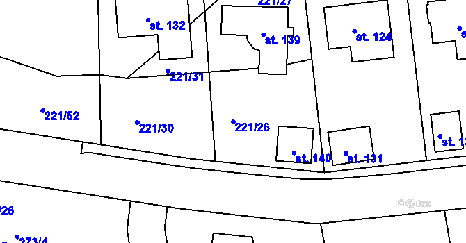 Parcela st. 221/26 v KÚ Tajanov u Tupadel, Katastrální mapa