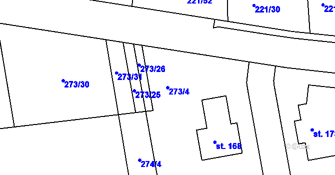 Parcela st. 273/4 v KÚ Tajanov u Tupadel, Katastrální mapa