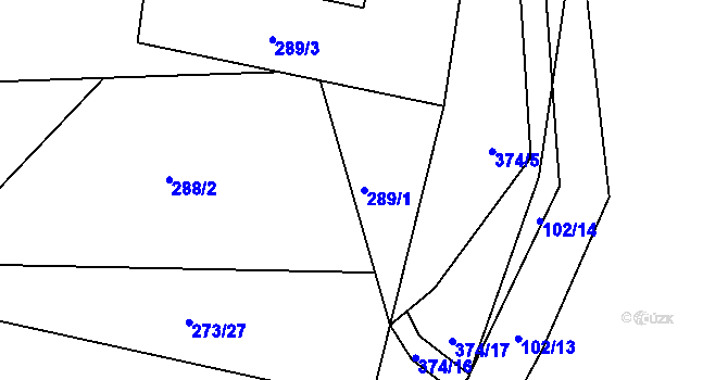 Parcela st. 289/1 v KÚ Tajanov u Tupadel, Katastrální mapa