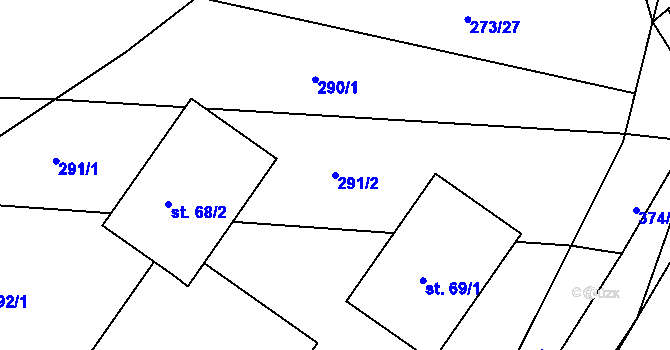 Parcela st. 291/2 v KÚ Tajanov u Tupadel, Katastrální mapa