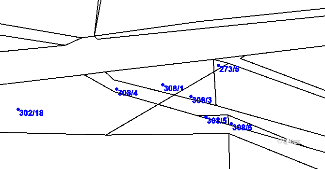 Parcela st. 308/1 v KÚ Tajanov u Tupadel, Katastrální mapa
