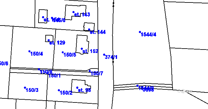 Parcela st. 374/1 v KÚ Tajanov u Tupadel, Katastrální mapa
