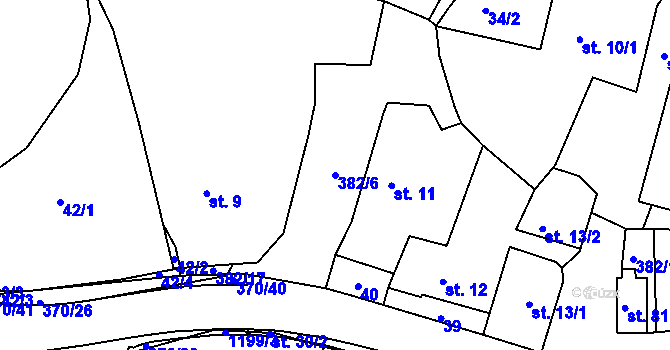 Parcela st. 382/6 v KÚ Tajanov u Tupadel, Katastrální mapa