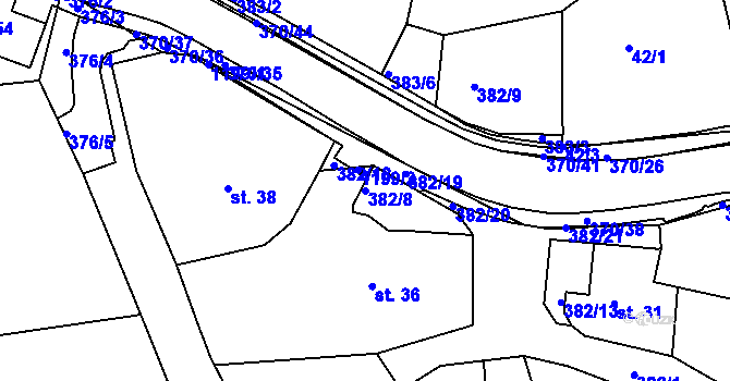 Parcela st. 382/8 v KÚ Tajanov u Tupadel, Katastrální mapa