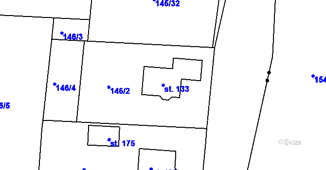 Parcela st. 133 v KÚ Tajanov u Tupadel, Katastrální mapa
