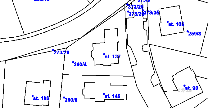 Parcela st. 137 v KÚ Tajanov u Tupadel, Katastrální mapa