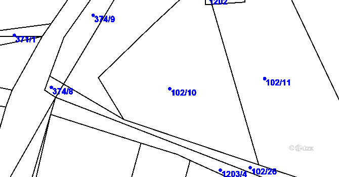 Parcela st. 102/10 v KÚ Tajanov u Tupadel, Katastrální mapa