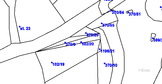 Parcela st. 102/20 v KÚ Tajanov u Tupadel, Katastrální mapa