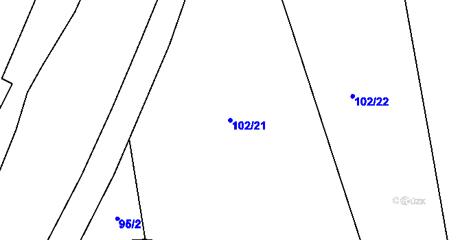 Parcela st. 102/21 v KÚ Tajanov u Tupadel, Katastrální mapa