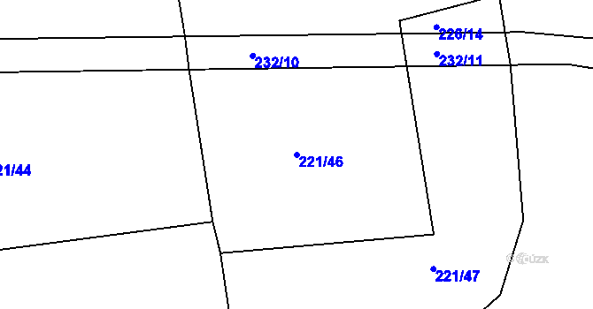 Parcela st. 221/46 v KÚ Tajanov u Tupadel, Katastrální mapa