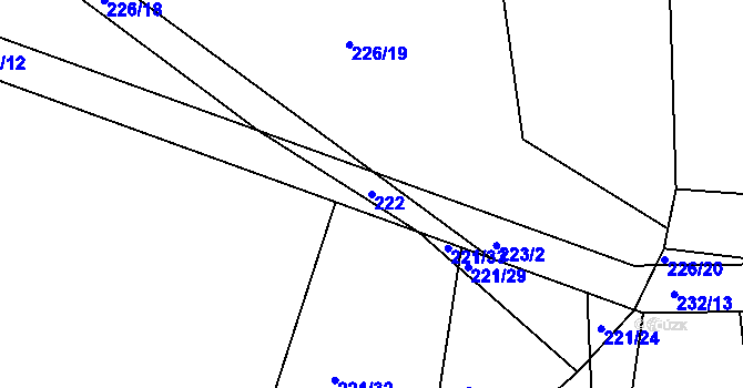 Parcela st. 222 v KÚ Tajanov u Tupadel, Katastrální mapa
