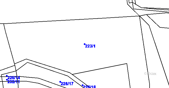 Parcela st. 223/1 v KÚ Tajanov u Tupadel, Katastrální mapa