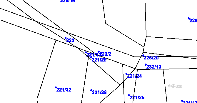 Parcela st. 223/2 v KÚ Tajanov u Tupadel, Katastrální mapa