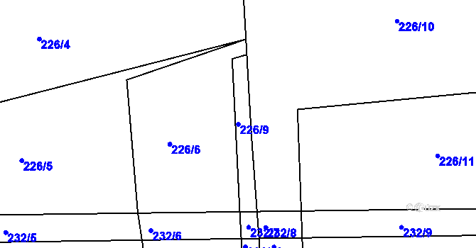 Parcela st. 226/9 v KÚ Tajanov u Tupadel, Katastrální mapa