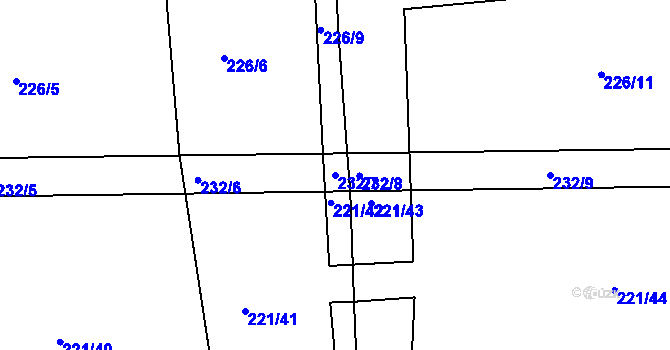 Parcela st. 232/7 v KÚ Tajanov u Tupadel, Katastrální mapa