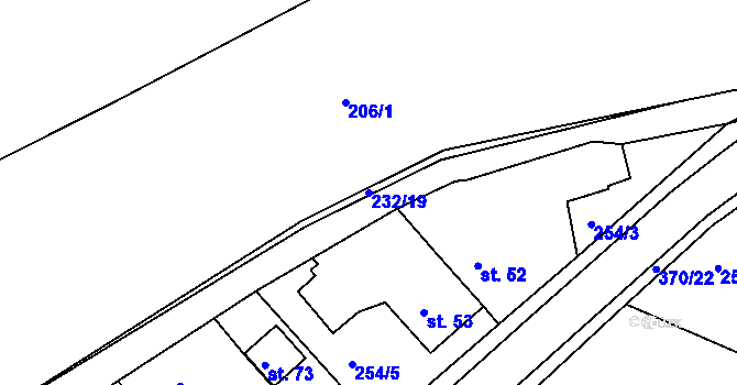Parcela st. 232/19 v KÚ Tajanov u Tupadel, Katastrální mapa