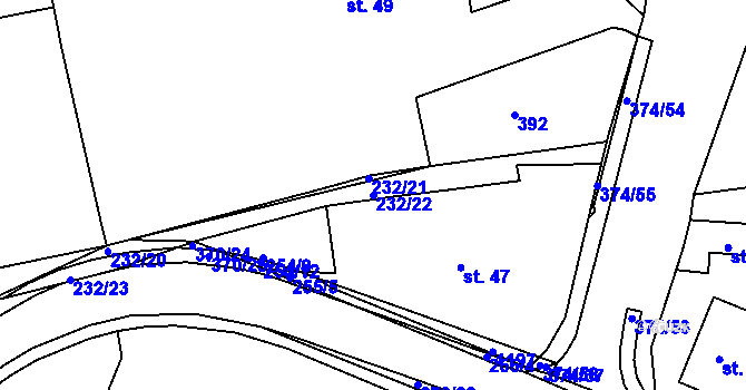 Parcela st. 232/22 v KÚ Tajanov u Tupadel, Katastrální mapa