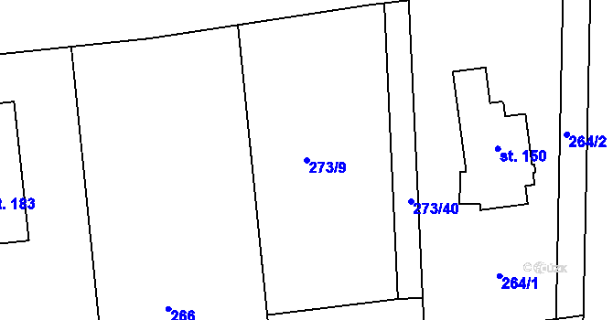 Parcela st. 273/9 v KÚ Tajanov u Tupadel, Katastrální mapa