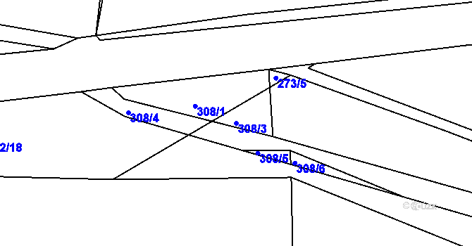 Parcela st. 308/3 v KÚ Tajanov u Tupadel, Katastrální mapa