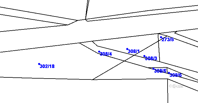 Parcela st. 308/4 v KÚ Tajanov u Tupadel, Katastrální mapa
