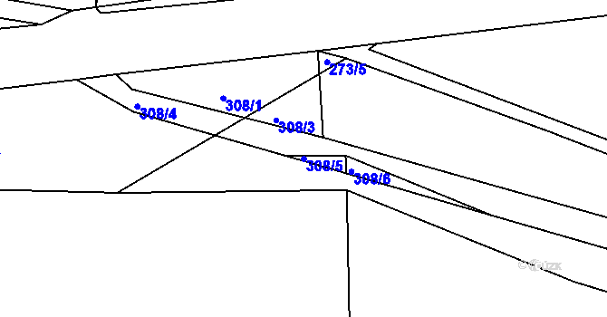 Parcela st. 308/5 v KÚ Tajanov u Tupadel, Katastrální mapa