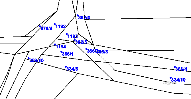 Parcela st. 366/3 v KÚ Tajanov u Tupadel, Katastrální mapa