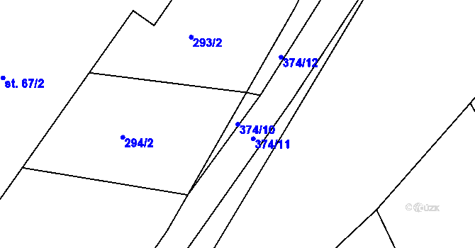 Parcela st. 374/10 v KÚ Tajanov u Tupadel, Katastrální mapa