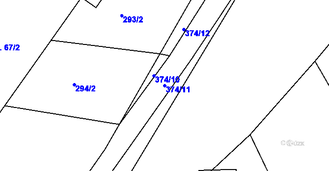 Parcela st. 374/11 v KÚ Tajanov u Tupadel, Katastrální mapa