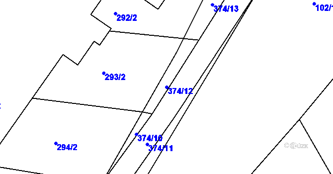 Parcela st. 374/12 v KÚ Tajanov u Tupadel, Katastrální mapa