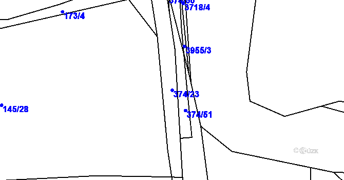 Parcela st. 374/23 v KÚ Tajanov u Tupadel, Katastrální mapa
