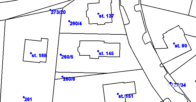 Parcela st. 145 v KÚ Tajanov u Tupadel, Katastrální mapa