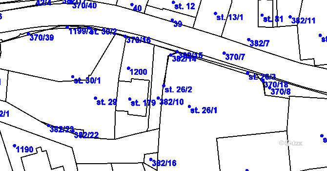Parcela st. 26/2 v KÚ Tajanov u Tupadel, Katastrální mapa