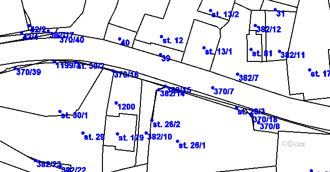 Parcela st. 382/15 v KÚ Tajanov u Tupadel, Katastrální mapa