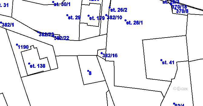 Parcela st. 382/16 v KÚ Tajanov u Tupadel, Katastrální mapa