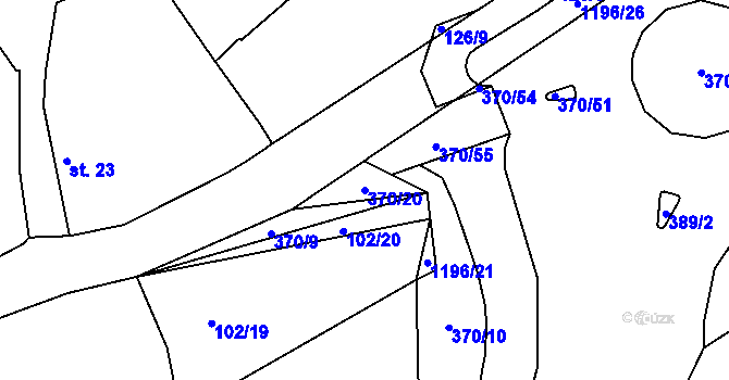 Parcela st. 370/20 v KÚ Tajanov u Tupadel, Katastrální mapa
