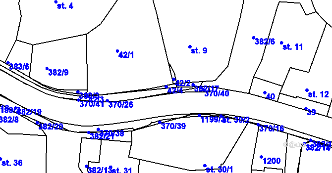 Parcela st. 42/4 v KÚ Tajanov u Tupadel, Katastrální mapa