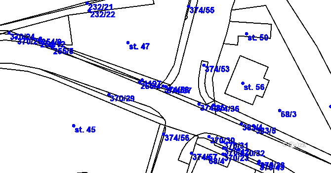 Parcela st. 374/37 v KÚ Tajanov u Tupadel, Katastrální mapa