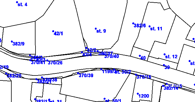 Parcela st. 382/17 v KÚ Tajanov u Tupadel, Katastrální mapa