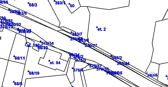 Parcela st. 370/27 v KÚ Tajanov u Tupadel, Katastrální mapa