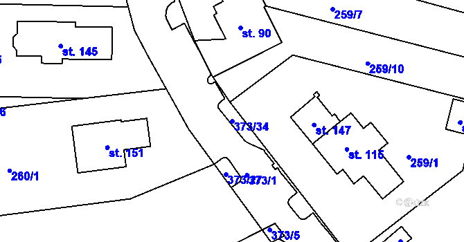 Parcela st. 373/34 v KÚ Tajanov u Tupadel, Katastrální mapa