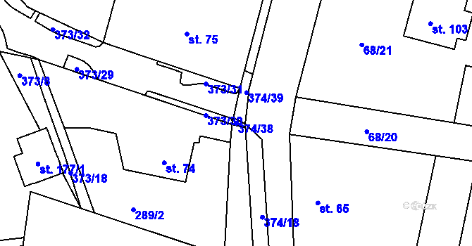Parcela st. 374/38 v KÚ Tajanov u Tupadel, Katastrální mapa