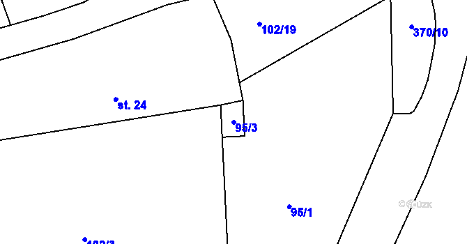 Parcela st. 95/3 v KÚ Tajanov u Tupadel, Katastrální mapa