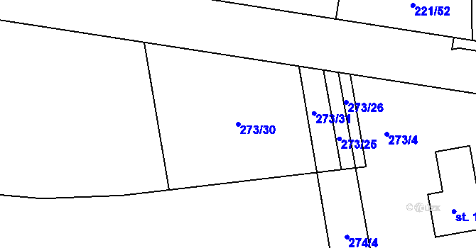 Parcela st. 273/30 v KÚ Tajanov u Tupadel, Katastrální mapa