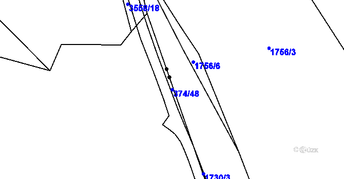 Parcela st. 374/48 v KÚ Tajanov u Tupadel, Katastrální mapa