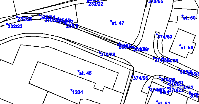 Parcela st. 370/29 v KÚ Tajanov u Tupadel, Katastrální mapa