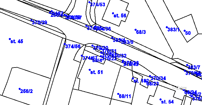 Parcela st. 370/42 v KÚ Tajanov u Tupadel, Katastrální mapa