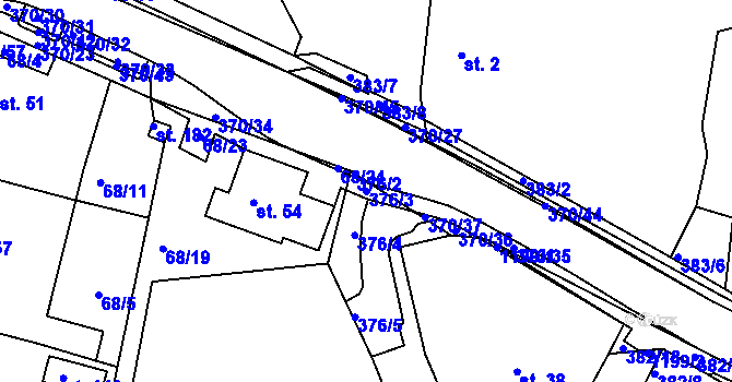 Parcela st. 376/3 v KÚ Tajanov u Tupadel, Katastrální mapa